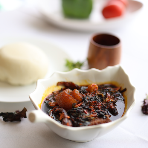 Nubian Delicacies Nigerian Vegetable Soup with Poundo